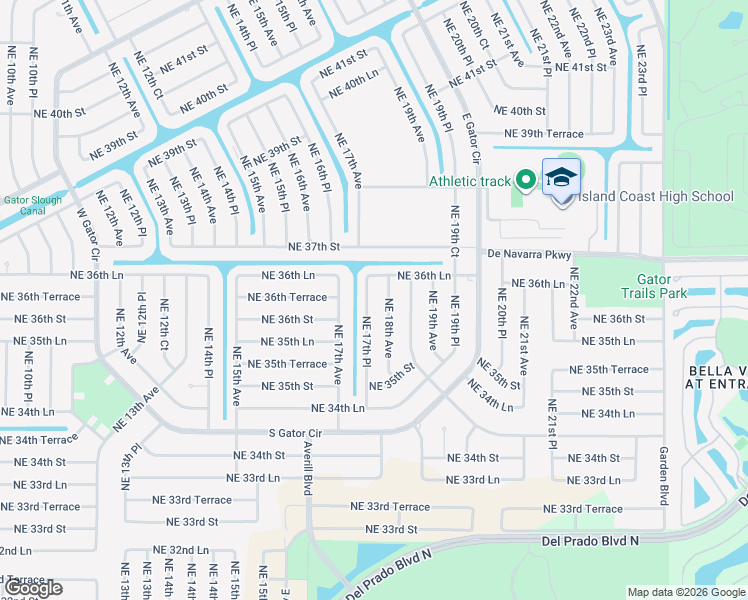 map of restaurants, bars, coffee shops, grocery stores, and more near 3613 Northeast 17th Place in Cape Coral