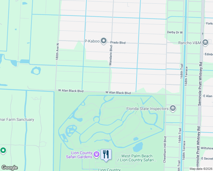 map of restaurants, bars, coffee shops, grocery stores, and more near 3068 Mandarin Boulevard in Loxahatchee