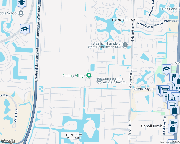 map of restaurants, bars, coffee shops, grocery stores, and more near 5364 Crystal Anne Drive in West Palm Beach
