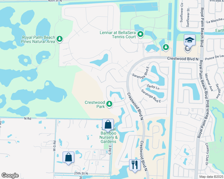 map of restaurants, bars, coffee shops, grocery stores, and more near 2737 Misty Oaks Circle in West Palm Beach