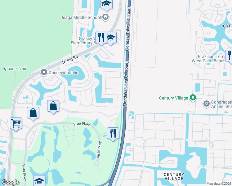 map of restaurants, bars, coffee shops, grocery stores, and more near 6109 Reynolds Street in West Palm Beach