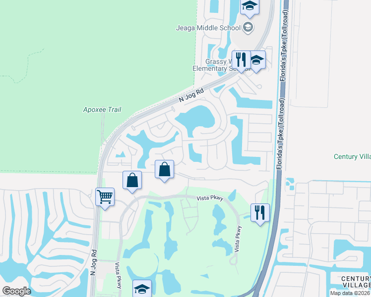map of restaurants, bars, coffee shops, grocery stores, and more near 3112 Bollard Road in West Palm Beach