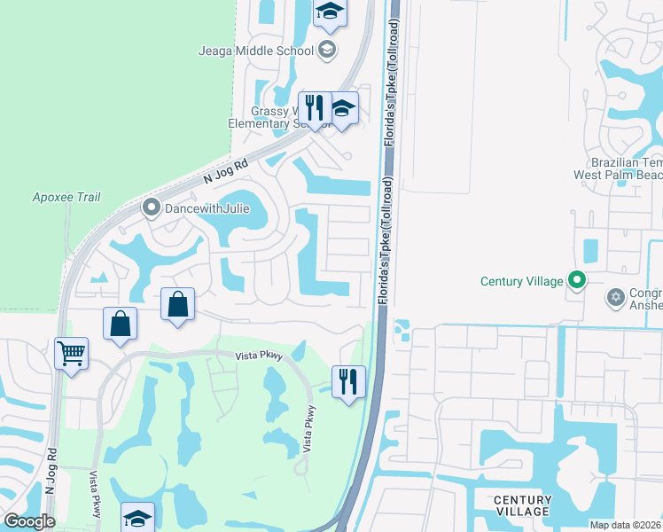map of restaurants, bars, coffee shops, grocery stores, and more near 6148 Reynolds Street in Royal Palm Beach