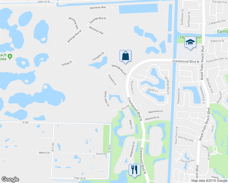 map of restaurants, bars, coffee shops, grocery stores, and more near 2742 Misty Oaks Circle in Royal Palm Beach