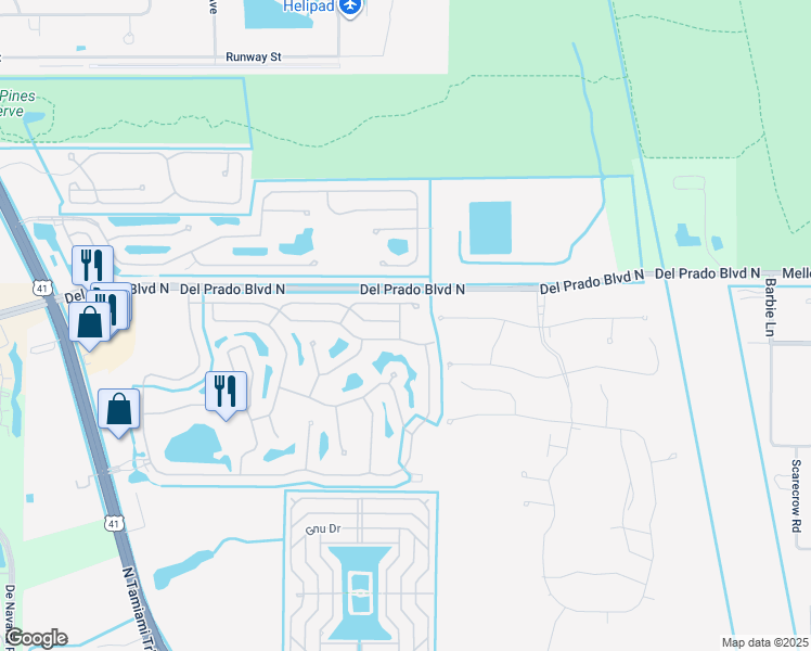 map of restaurants, bars, coffee shops, grocery stores, and more near 3580 Sabal Springs Boulevard in North Fort Myers