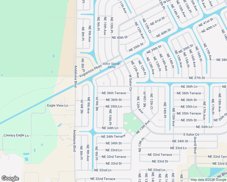 map of restaurants, bars, coffee shops, grocery stores, and more near 1008 Northeast 36th Terrace in Cape Coral
