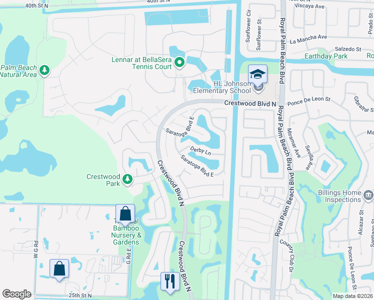 map of restaurants, bars, coffee shops, grocery stores, and more near 141 Derby Lane in West Palm Beach