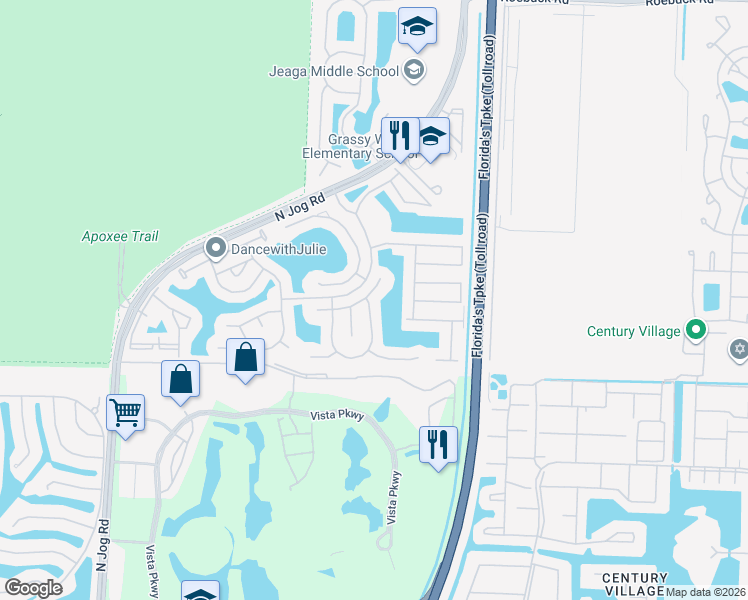 map of restaurants, bars, coffee shops, grocery stores, and more near 3188 Santa Margarita Road in West Palm Beach