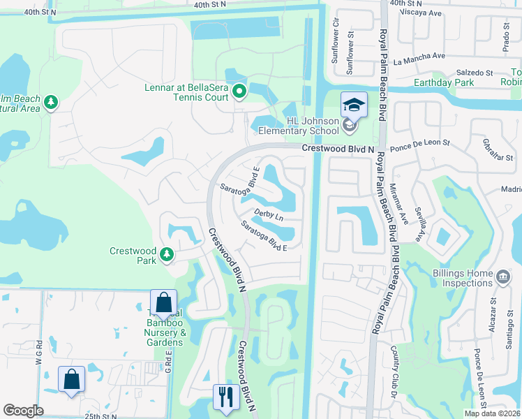 map of restaurants, bars, coffee shops, grocery stores, and more near 130 Derby Lane in West Palm Beach