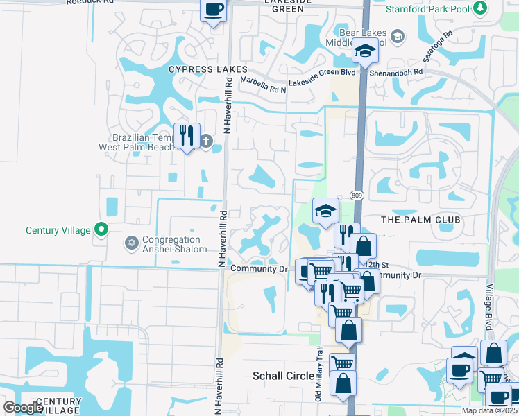 map of restaurants, bars, coffee shops, grocery stores, and more near 4927 Sable Pine Circle in West Palm Beach
