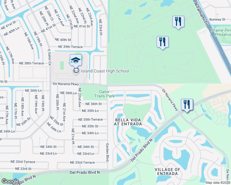 map of restaurants, bars, coffee shops, grocery stores, and more near 2415 Caslotti Way in Cape Coral
