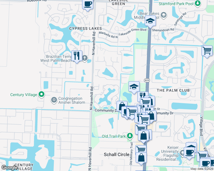map of restaurants, bars, coffee shops, grocery stores, and more near 4927 Sable Pine Circle in West Palm Beach