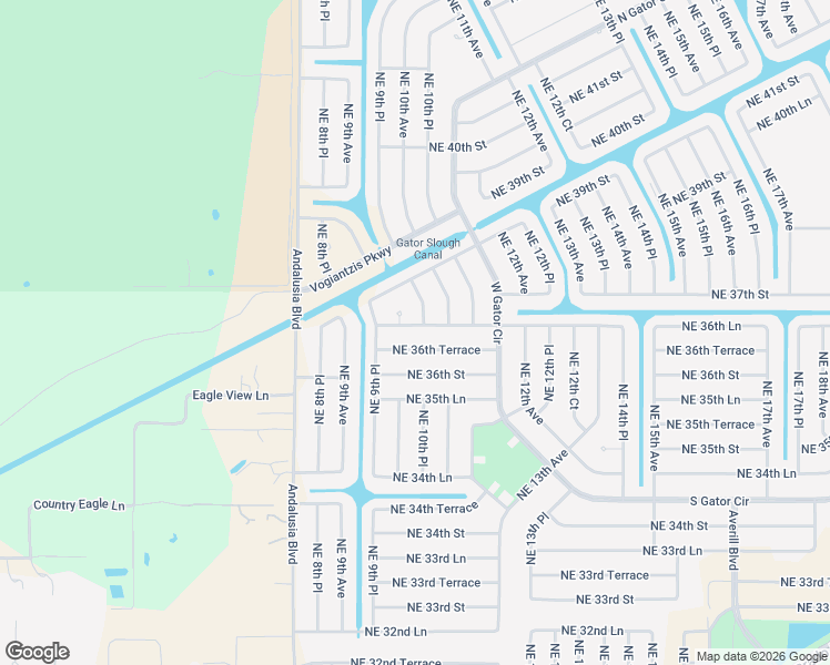 map of restaurants, bars, coffee shops, grocery stores, and more near 1008 Northeast 36th Terrace in Cape Coral