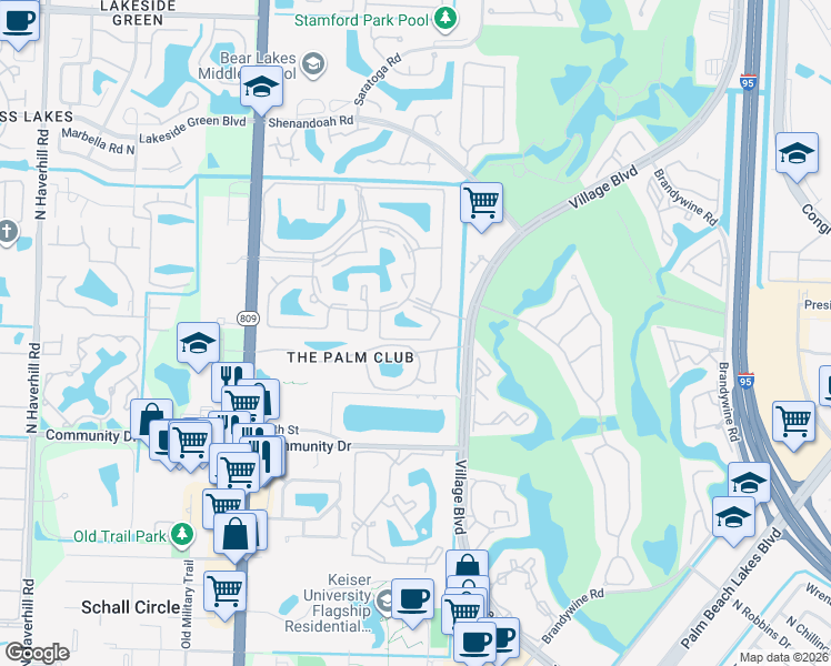 map of restaurants, bars, coffee shops, grocery stores, and more near 1118 Green Pine Boulevard in West Palm Beach