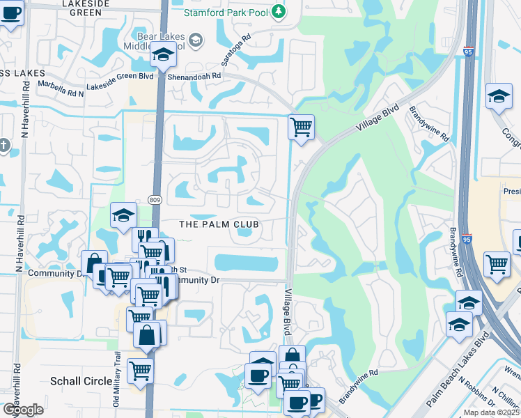 map of restaurants, bars, coffee shops, grocery stores, and more near 1118 Green Pine Boulevard in West Palm Beach