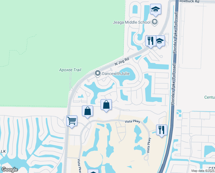 map of restaurants, bars, coffee shops, grocery stores, and more near 6652 Duval Avenue in West Palm Beach