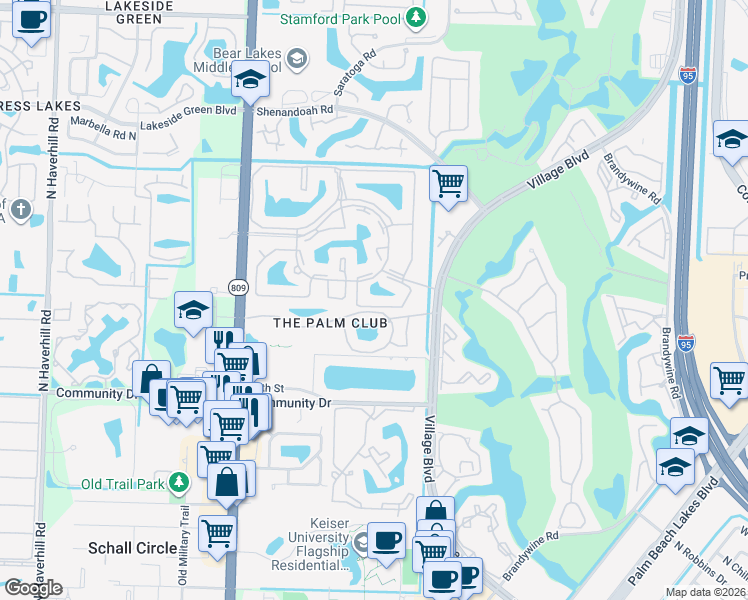 map of restaurants, bars, coffee shops, grocery stores, and more near 1118 Green Pine Boulevard in West Palm Beach