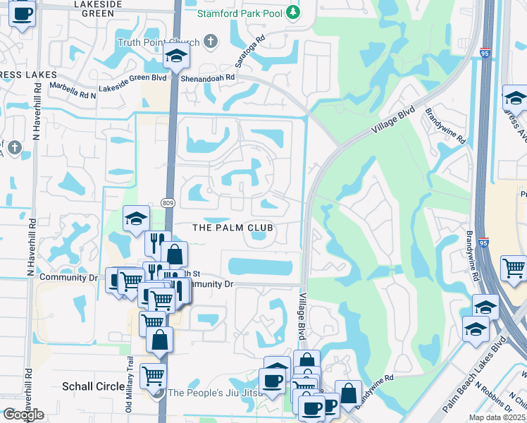 map of restaurants, bars, coffee shops, grocery stores, and more near 1118 Green Pine Boulevard in West Palm Beach