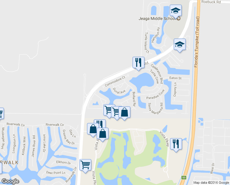 map of restaurants, bars, coffee shops, grocery stores, and more near 6718 Duval Avenue in West Palm Beach