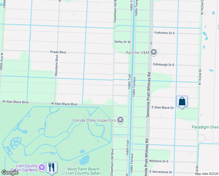 map of restaurants, bars, coffee shops, grocery stores, and more near 3159 Cheetham Hill Boulevard in Loxahatchee