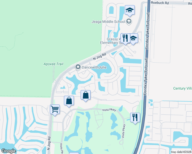 map of restaurants, bars, coffee shops, grocery stores, and more near 3242 Bollard Road in West Palm Beach