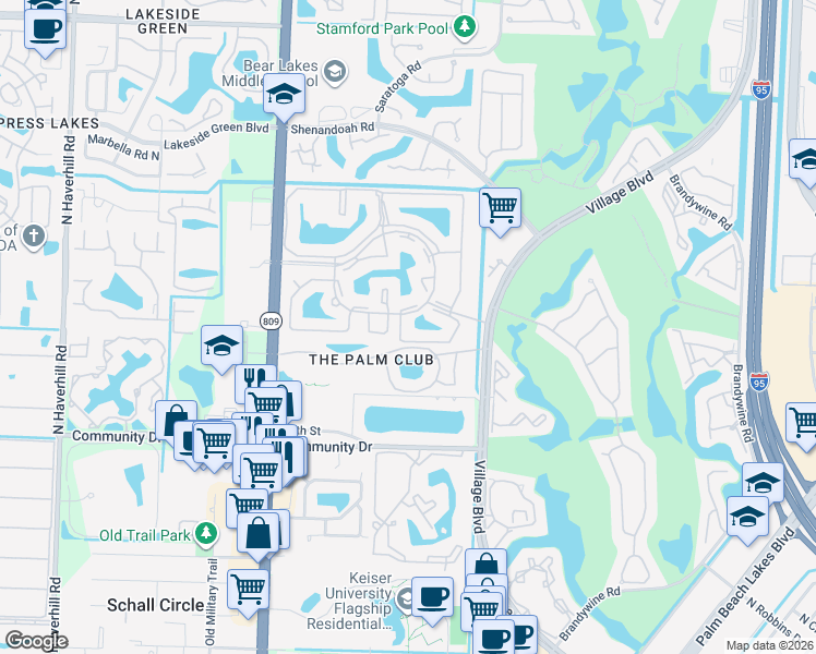 map of restaurants, bars, coffee shops, grocery stores, and more near 1118 Green Pine Boulevard in West Palm Beach