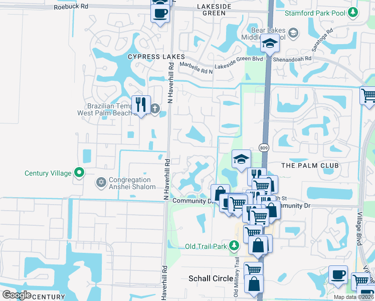 map of restaurants, bars, coffee shops, grocery stores, and more near 4927 Sable Pine Circle in West Palm Beach