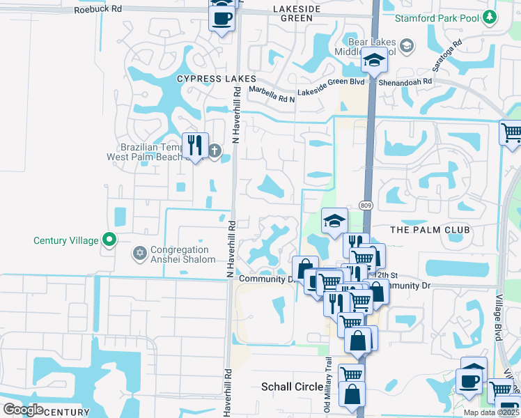 map of restaurants, bars, coffee shops, grocery stores, and more near 4927 Sable Pine Circle in West Palm Beach