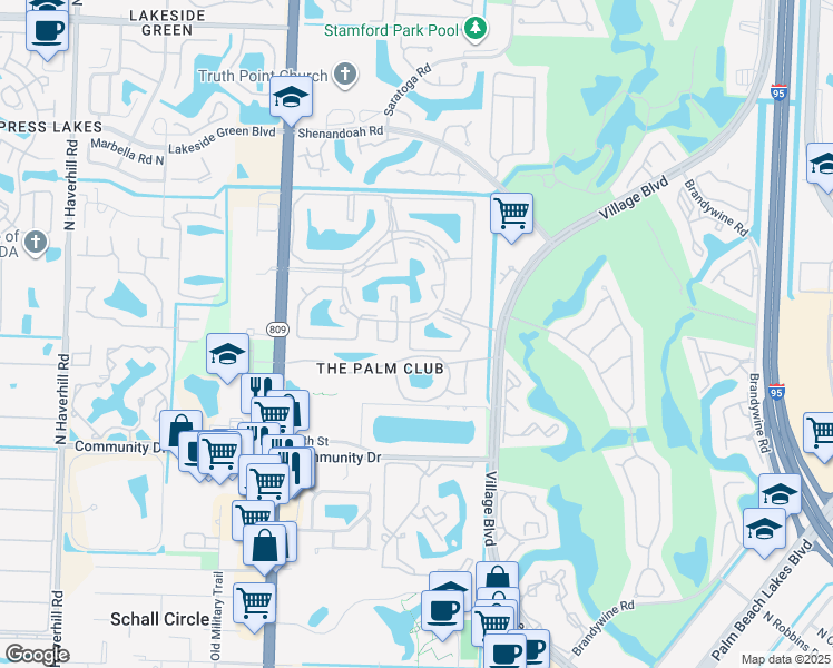 map of restaurants, bars, coffee shops, grocery stores, and more near 1119 Green Pine Boulevard in West Palm Beach