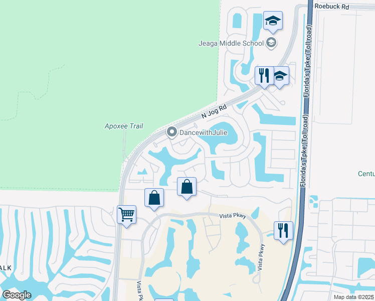 map of restaurants, bars, coffee shops, grocery stores, and more near 6624 Duval Avenue in West Palm Beach