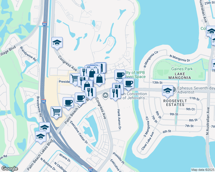 map of restaurants, bars, coffee shops, grocery stores, and more near in West Palm Beach