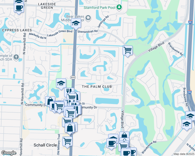 map of restaurants, bars, coffee shops, grocery stores, and more near 1268 Slash Pine Circle in West Palm Beach