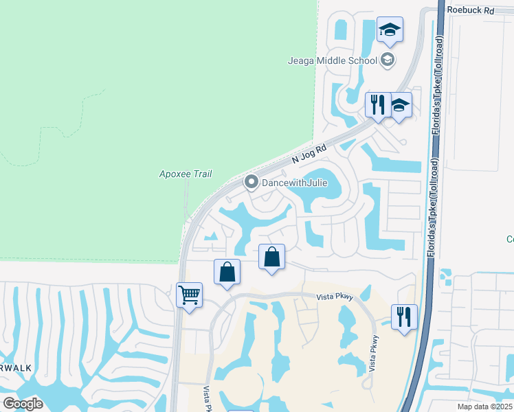 map of restaurants, bars, coffee shops, grocery stores, and more near 6775 Duval Avenue in Royal Palm Beach