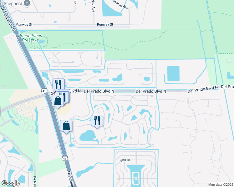 map of restaurants, bars, coffee shops, grocery stores, and more near 3561 Gloxinia Drive in North Fort Myers