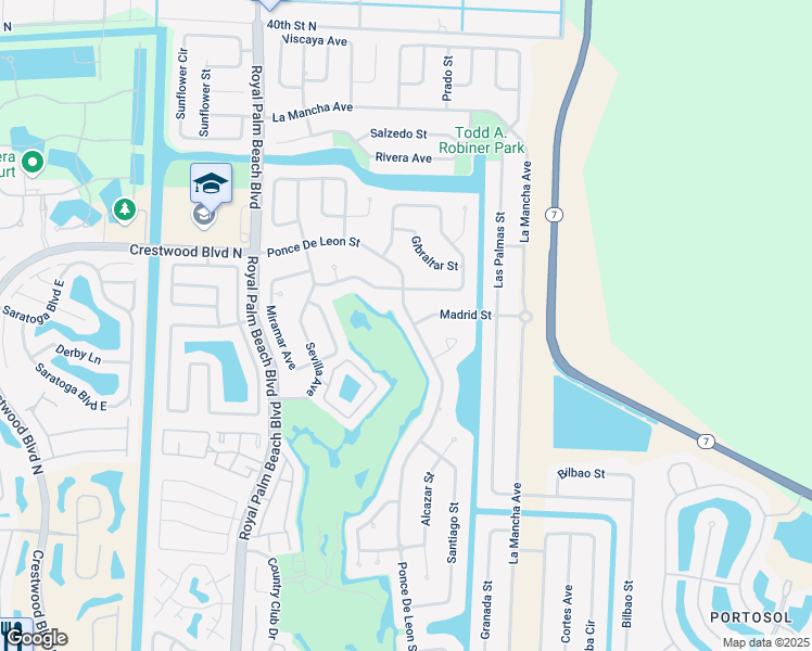 map of restaurants, bars, coffee shops, grocery stores, and more near 244 Ponce De Leon Street in Royal Palm Beach