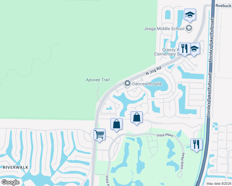 map of restaurants, bars, coffee shops, grocery stores, and more near 3260 Commodore Court in West Palm Beach