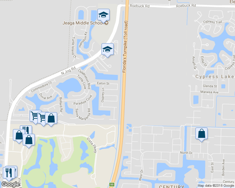 map of restaurants, bars, coffee shops, grocery stores, and more near 6075 Sugar Loaf Lane in Royal Palm Beach
