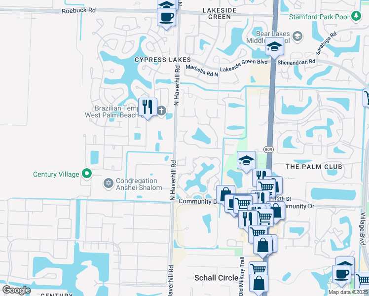 map of restaurants, bars, coffee shops, grocery stores, and more near 3240 Haverhill Road in West Palm Beach