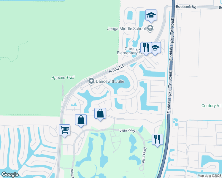 map of restaurants, bars, coffee shops, grocery stores, and more near 3292 Bollard Road in West Palm Beach