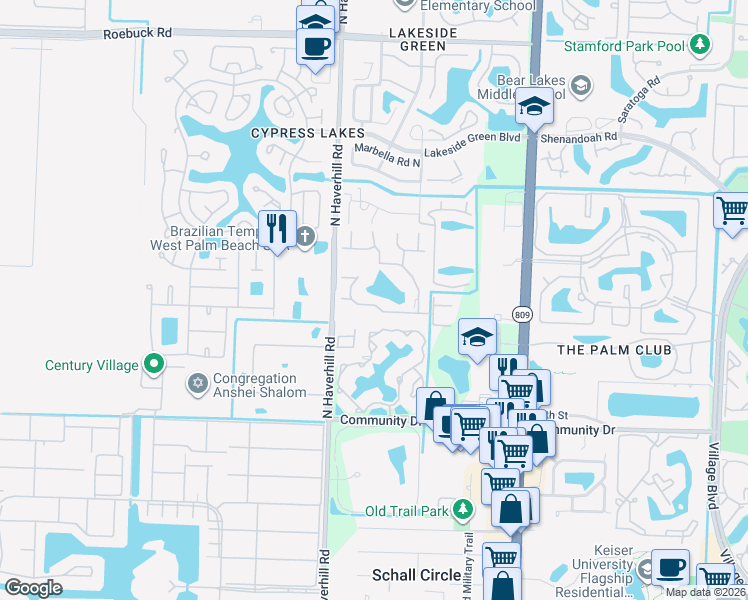 map of restaurants, bars, coffee shops, grocery stores, and more near 4927 Sable Pine Circle in West Palm Beach