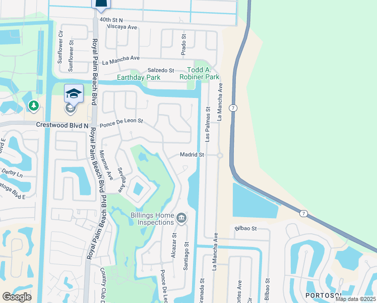 map of restaurants, bars, coffee shops, grocery stores, and more near 112 Paseo Court in Royal Palm Beach