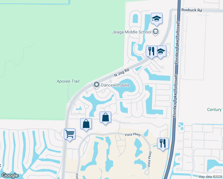 map of restaurants, bars, coffee shops, grocery stores, and more near 3372 Bollard Road in West Palm Beach