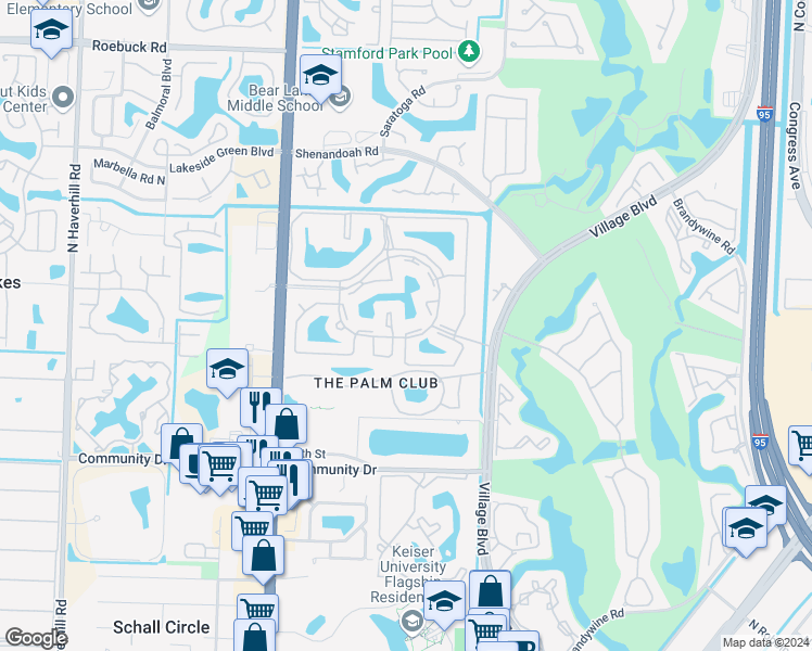 map of restaurants, bars, coffee shops, grocery stores, and more near 1025 Green Pine Boulevard in West Palm Beach