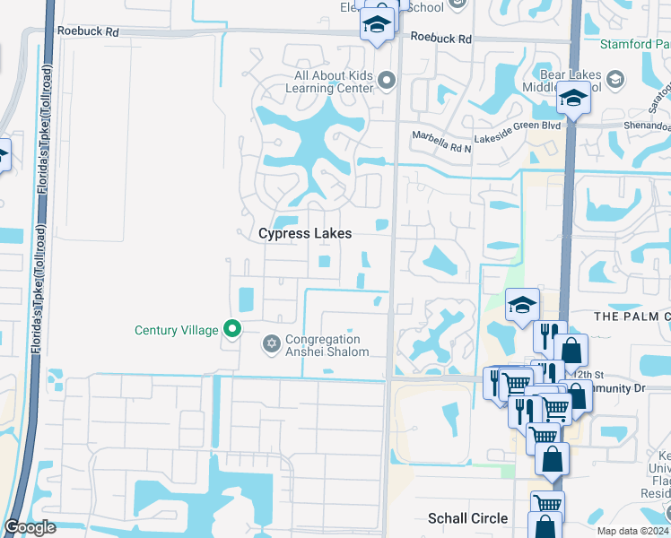 map of restaurants, bars, coffee shops, grocery stores, and more near 3376 Americo Drive in West Palm Beach