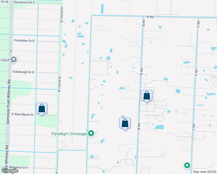 map of restaurants, bars, coffee shops, grocery stores, and more near 3454 A Road in Loxahatchee