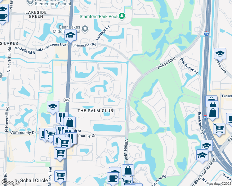 map of restaurants, bars, coffee shops, grocery stores, and more near 1114 Green Pine Boulevard in West Palm Beach