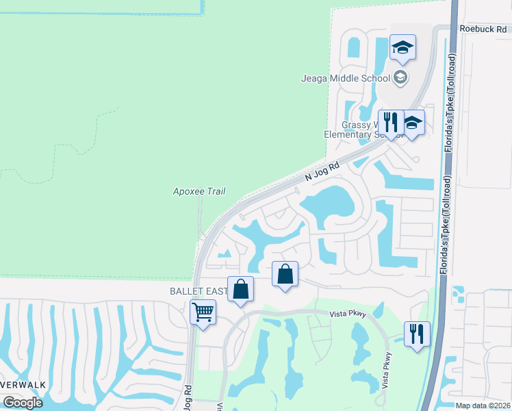 map of restaurants, bars, coffee shops, grocery stores, and more near 3311 Commodore Court in West Palm Beach