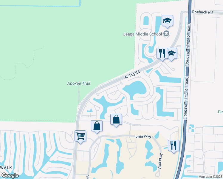 map of restaurants, bars, coffee shops, grocery stores, and more near 3392 Commodore Court in West Palm Beach
