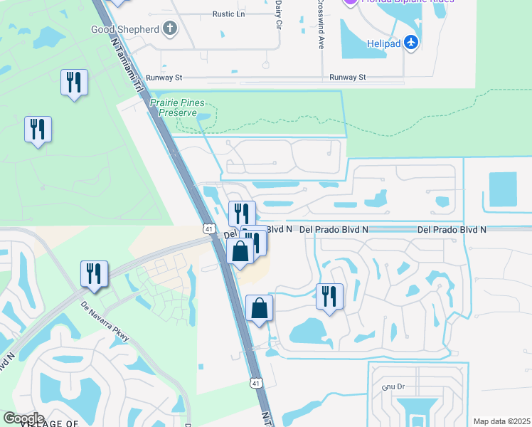 map of restaurants, bars, coffee shops, grocery stores, and more near 3321 Heritage Lakes Boulevard in North Fort Myers