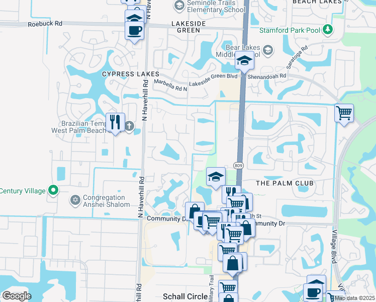 map of restaurants, bars, coffee shops, grocery stores, and more near 4849 Sable Pine Circle in West Palm Beach